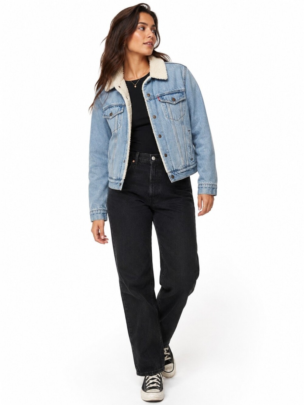 Levi’s Sherpa Lined Denim Trucker Jacket Light Wash Size L